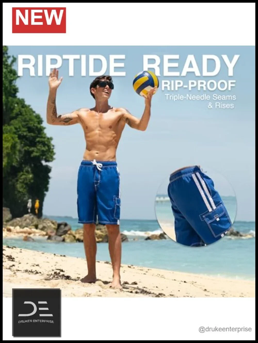 UPF 50+ Quick Dry Microfiber Swim Trunks with Mesh Lining